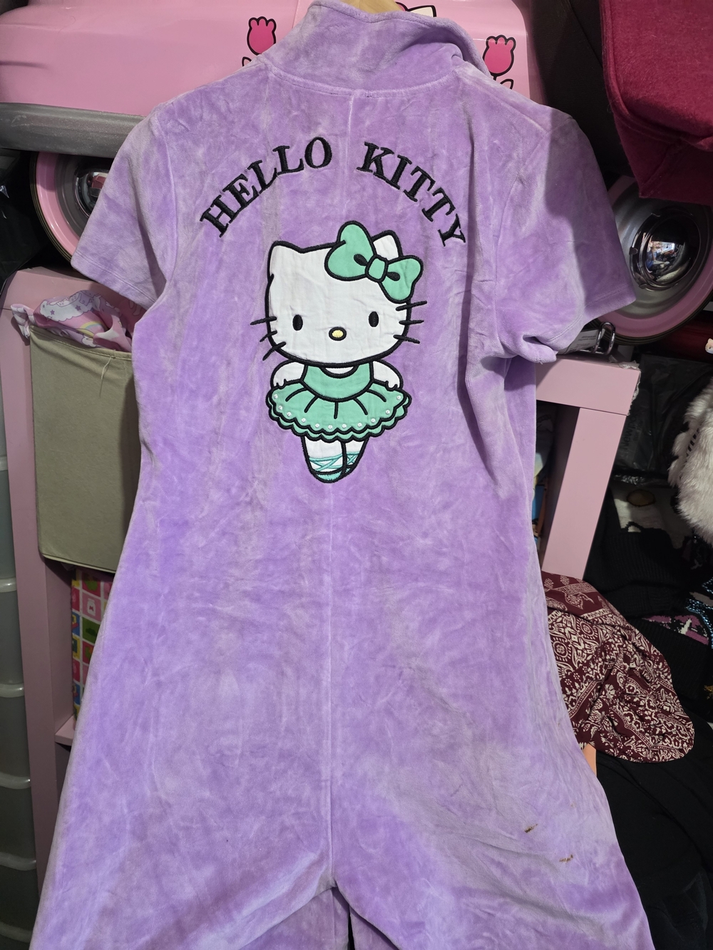 Hello Kitty Lilac Velour Romper